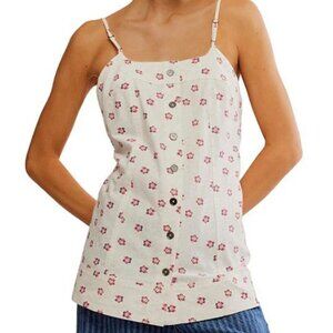 Free People Floral Printed Scoop Neck Sleeveless Low Back Tunic